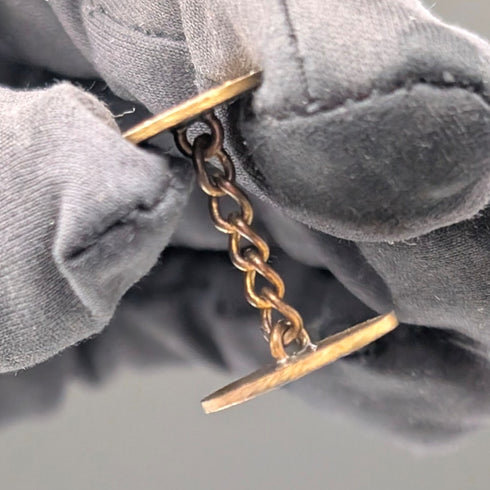 英國復古花卉金色橢圓形袖扣